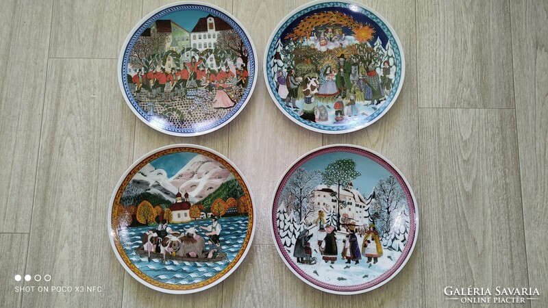 Inge peitsch four seasons marked painted original porcelain wall bowl wall decoration