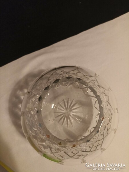 Ólomkristály váza, 14 cm magas, gömbölyű
