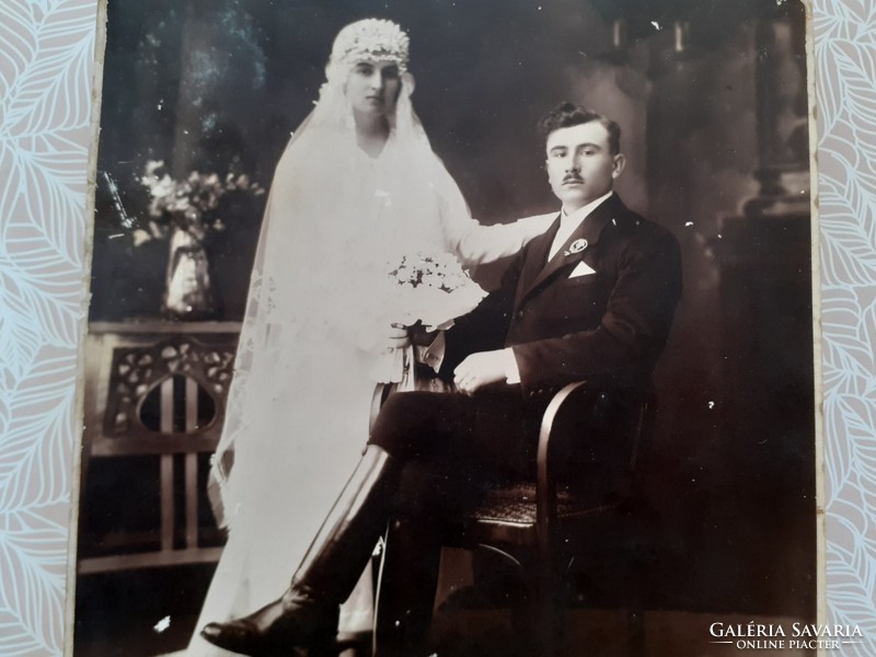 Old wedding photo circa 1930. Bride groom photo
