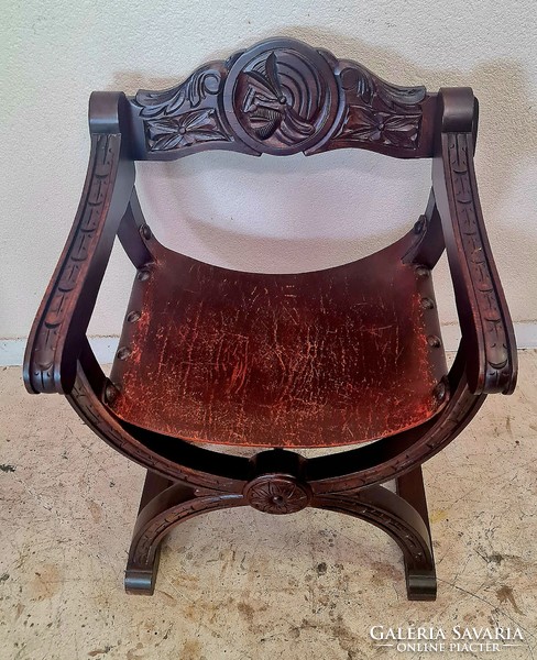 Freshly restored carved Savonarola armchair