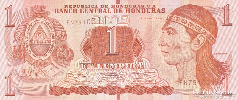 Honduras 1 lempira, 2014, UNC bankjegy