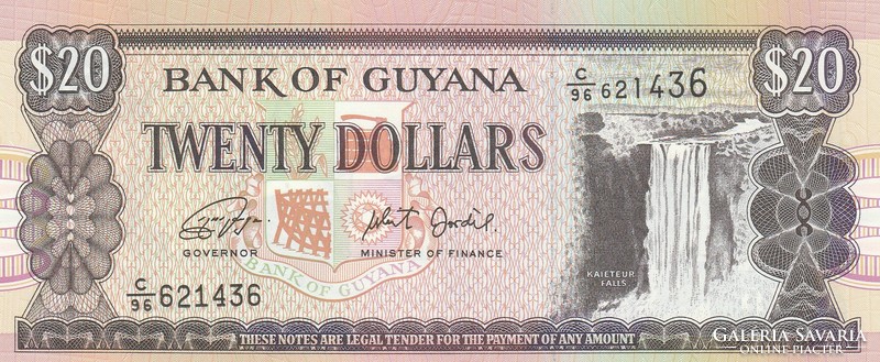 Guyana 20 dollár, 2018, UNC bankjegy