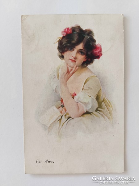 Régi képeslap 1913 levelezőlap hölgy