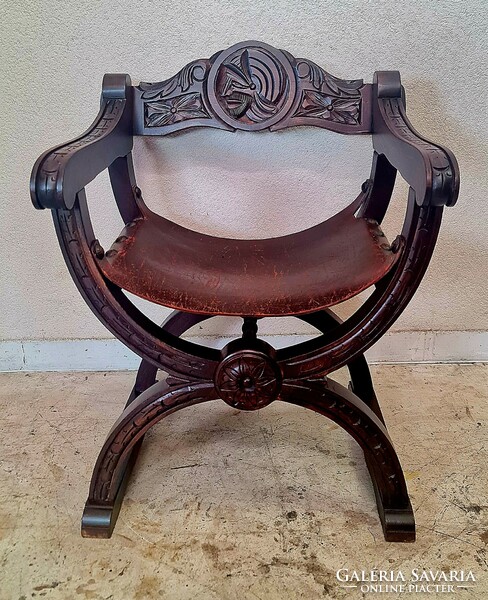 Freshly restored carved Savonarola armchair