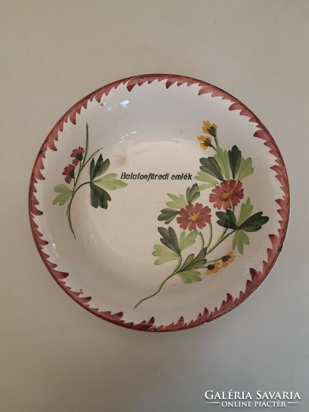 Balatonfüredi emlék régi néprajzi népművészeti felíratos tányér