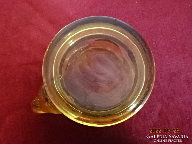Yellow glass jug, top diameter 14.5 cm. He has! Jokai.