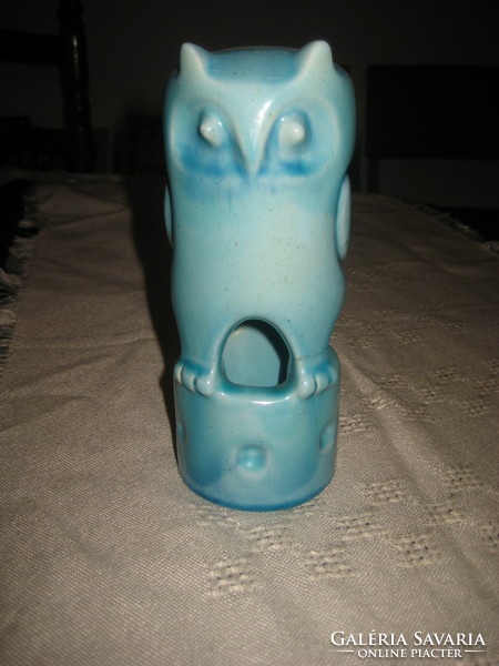 Zsolnay blue, art deco, pipe owl, 18 cm