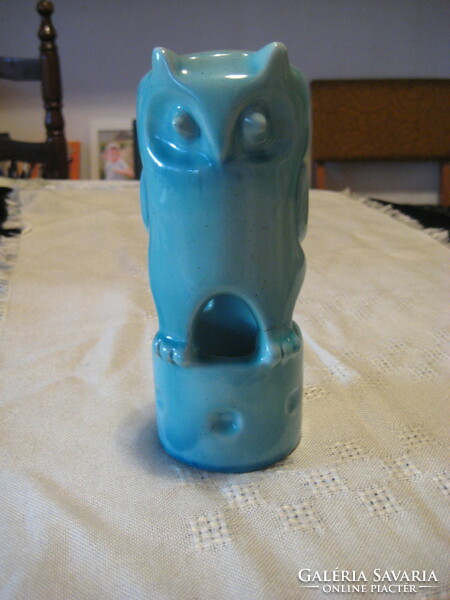 Zsolnay blue, art deco, pipe owl, 18 cm