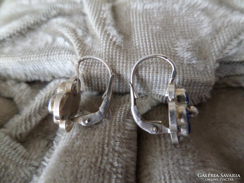 Antik ezüst üvegköves fülbevaló pár