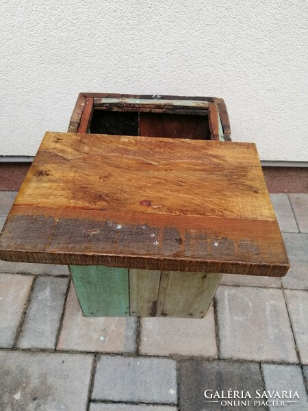 ﻿Industrial loft seat storage vintage. Solid pouffe made of recycled wood. Negotiable!