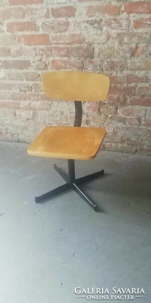 Workshop chair, renovated lacquered surface, workshop chair with x legs from the 1960s, with adjustable height