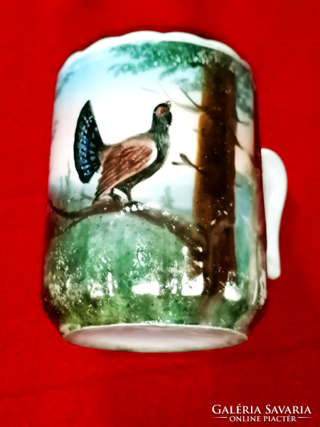 Antique hand-painted grouse mug, cup