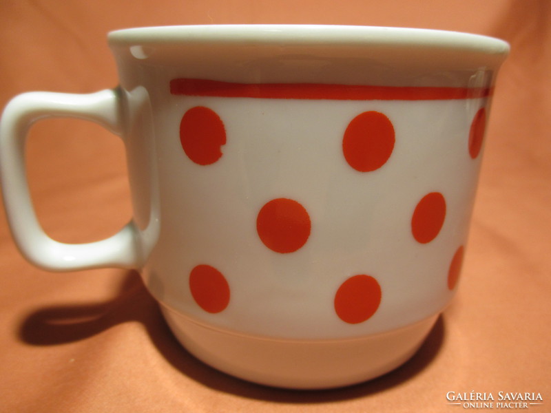 Red polka dot zsolnay mug, cup