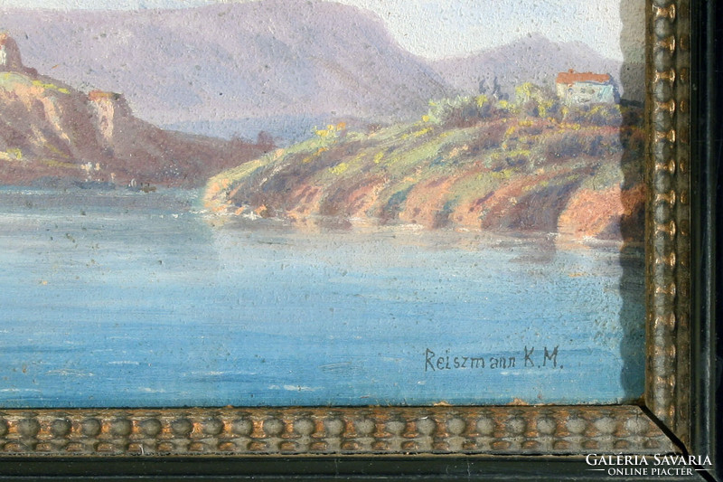 Miksa Károly Reissmann (1856-1917) fortress on the rocky cliff | coastal landscape chapel watchtower Reiszmann