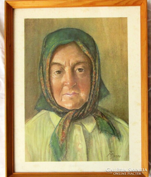 Miskolczy Ferenc /1899-1994/ festmény Marinéni 1977, jelzett, pasztell 38 x 48,38 x 28 cm.