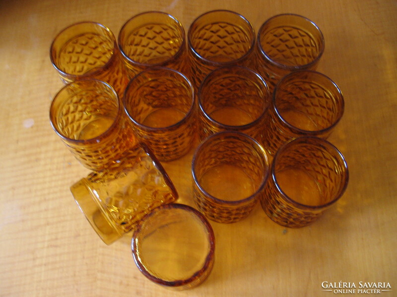Retro amber glass French Pernod whiskey set of 2