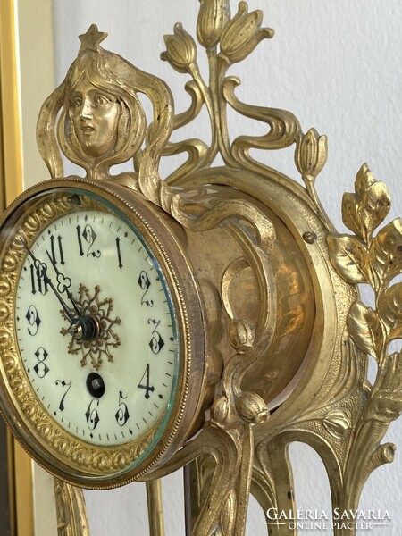 Aranyozott Bronz Szecessziós Kandalló óra