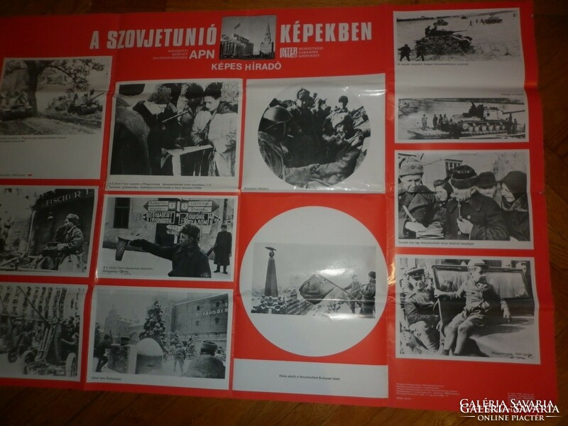 Régi nagyméretű szocialista propaganda plakát szovjetúnió képekben 97x67cm