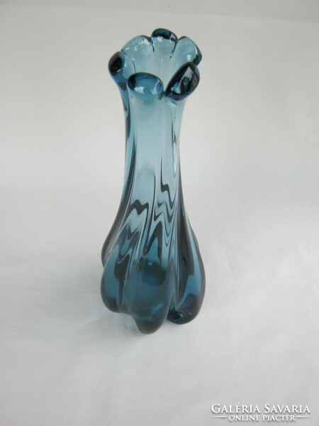 Bohemia blue thick glass vase weighs 1 kg