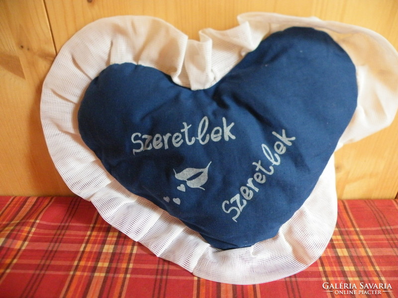 Old retro, new small blue heart pillow, from the 1980s