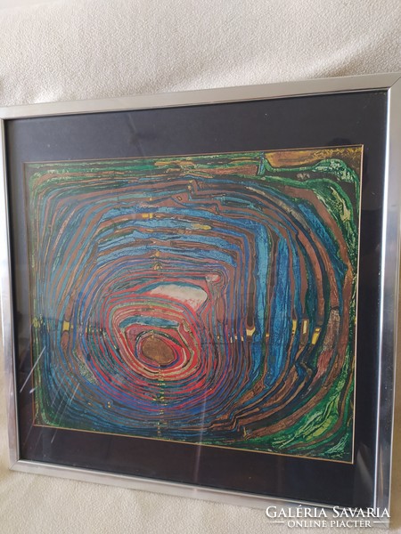 Hundertwasser - print in original glazed frame, 58 x 58 cm