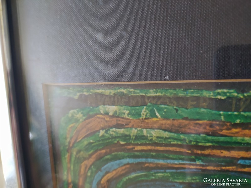 Hundertwasser - print in original glazed frame, 58 x 58 cm