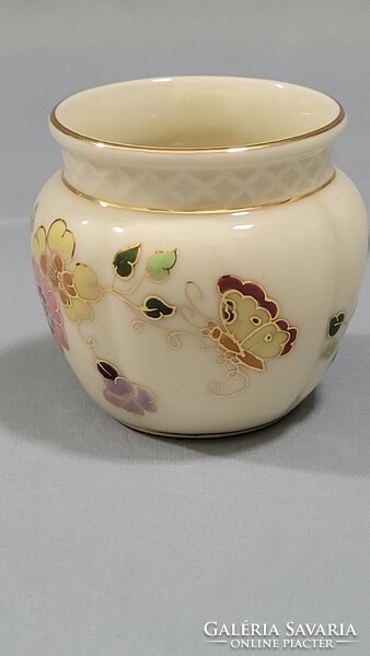 Zsolnay pillangós kézzel festett porcelán kaspó 6 cm magas