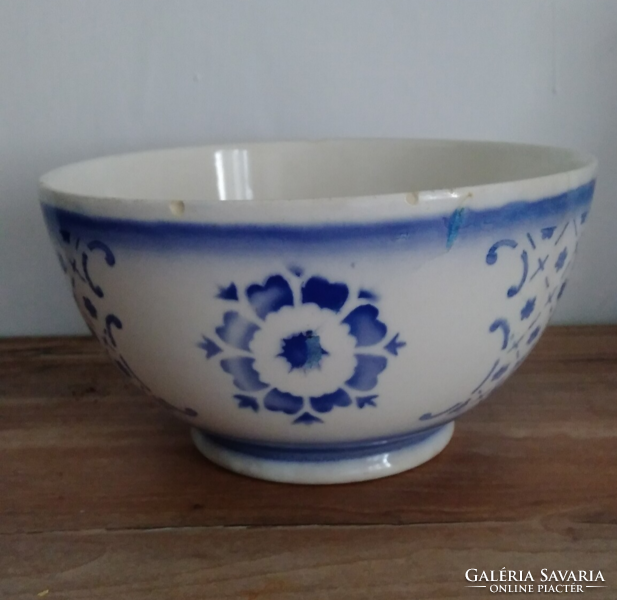Antique very rare blue pattern Kispest granite porcelain coma, patty, mixing, serving bowl,
