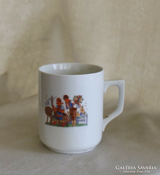 Fairytale porcelain mug, old retro piece, with a rare folktale illustration.