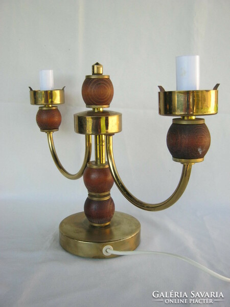 Retro glass furniture table lamp with copper wood decoration