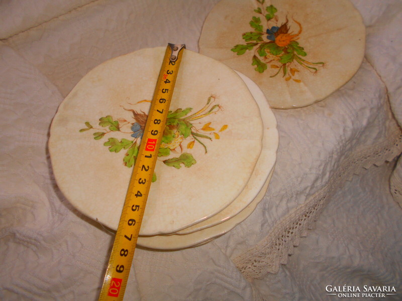 6 rare late 1800s Zsolnay faience breakfast plates with a mark pressed into the mass