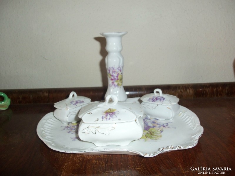 Violet patterned porcelain dressing set