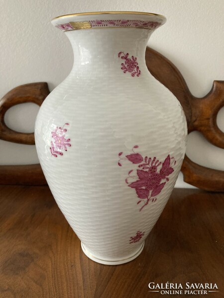 Herend porcelain vase with Appony pattern, ribbed