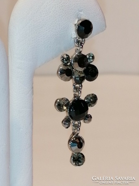 Black gray rhinestone earrings (406)