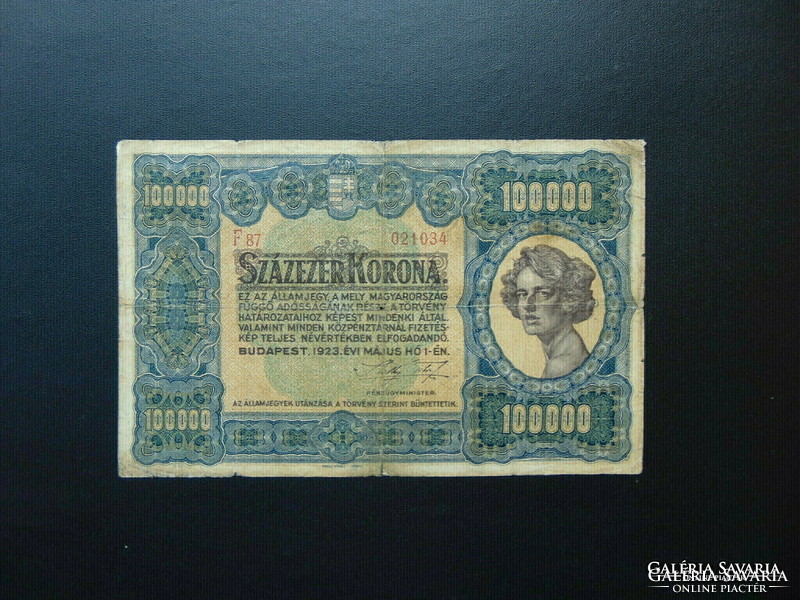 100000 korona 1923 ritka bankjegy