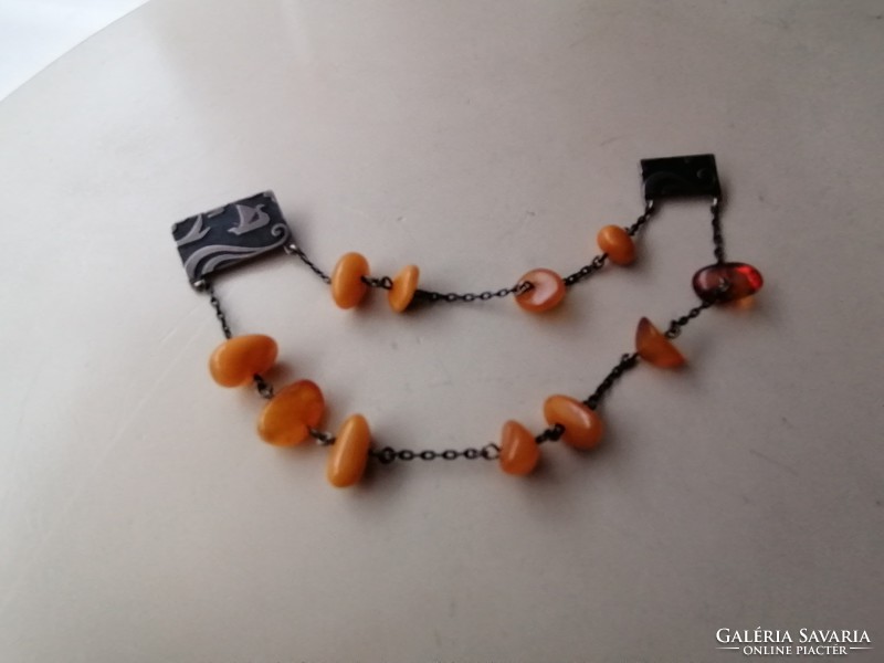 Amber brooch, pin, coat clasp with Russian 875 silver fittings.