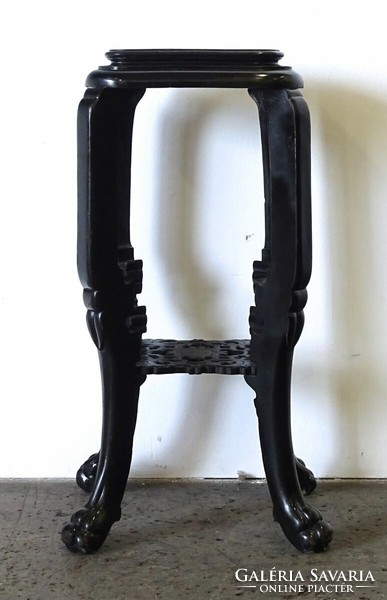 1K711 Régi fekete oroszlánlábas orientalista posztamens 71 cm