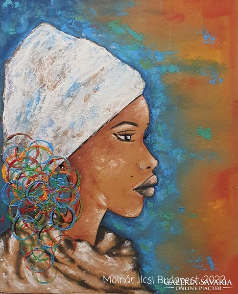 Molnár Ilcsi  "   Színes Afrikás 7. -  Elegáns Afrika  "  - akril  hangulatkép festmény