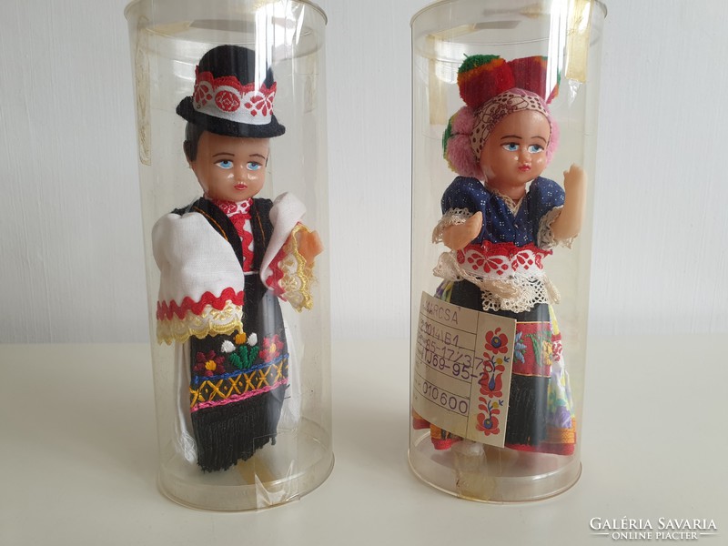 Old retro Mezőkövesd matyó folk costume industrial art doll couple mid century juried souvenir
