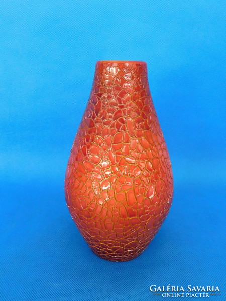 Zsolnay eozin ökörvér mázas repesztett modern váza