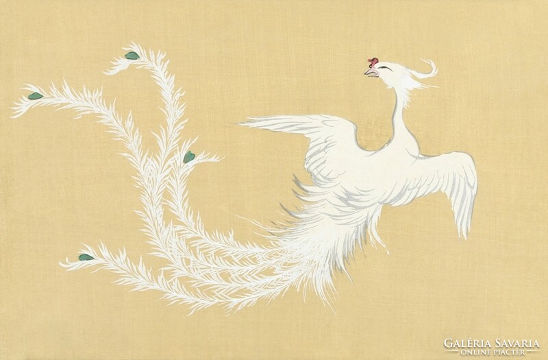 Kamisaka Sekka - Fehér főnixmadár - vászon reprint