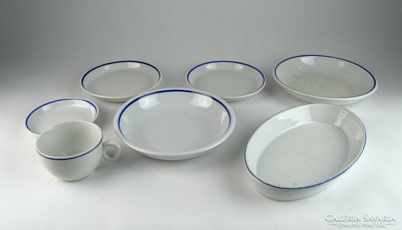 0S764 zsolnay blue white porcelain set 7 pieces