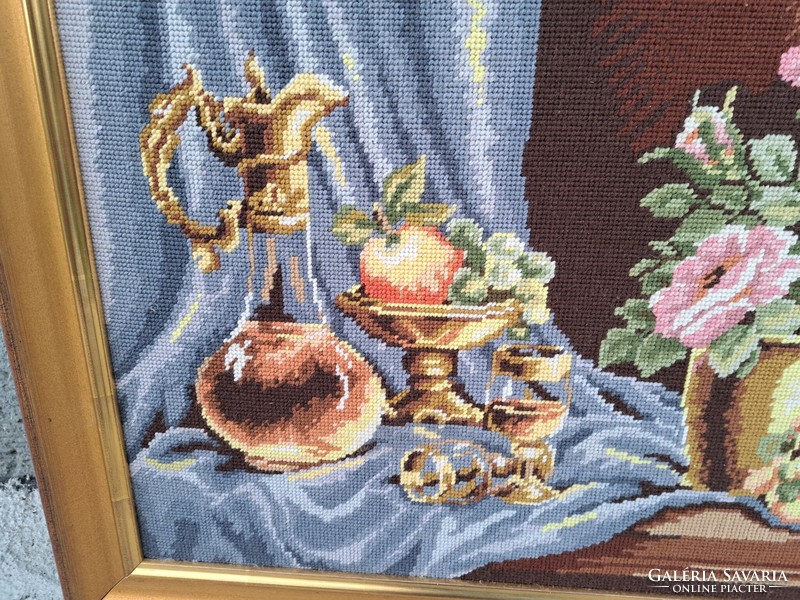 Tapestry, tapestry fruit still life picture is a beautiful piece. A collector's item