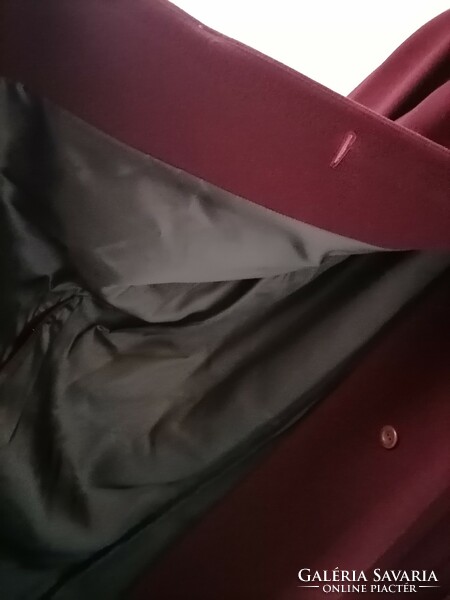 Szebbnél szebbek molett nálam elegáns alkalmi sötét burgundi borvörös gyapjú kabát 44 46 48 120 mell