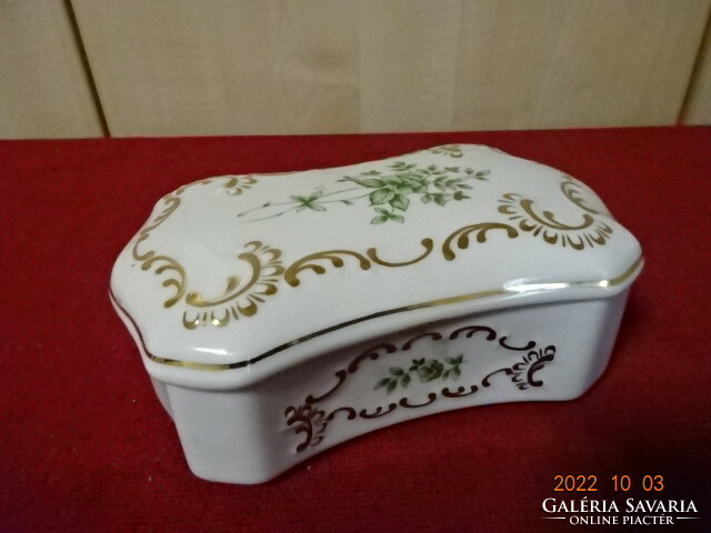 Hollóháza porcelain, bonbonnier with Erika pattern, marked 640. We have it! Jokai.