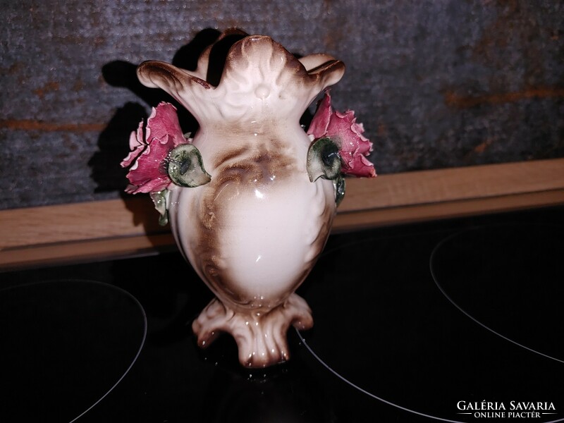 Capodimonte rose porcelain vase - crown seal