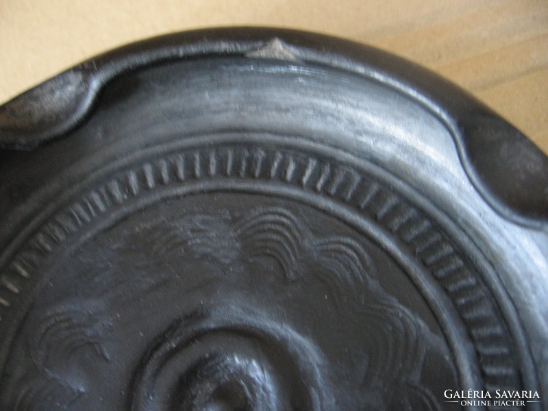 Retro black ceramic ashtray from Mohács, jános h.J.Horváth