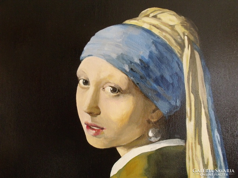 Painting reproduction - girl with pearl earrings acrylic canvas