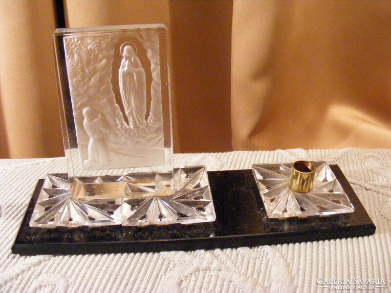 Crystal Virgin Mary table decoration with candle holder