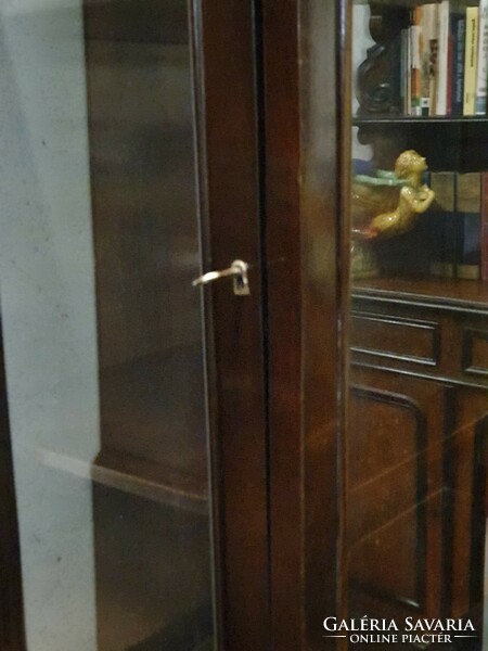 Impressive antique carved display case with frosted glass
